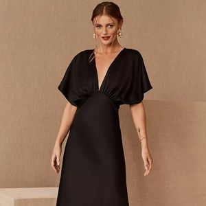 BHLDN Black Leila Satin Charmeuse Maxi Dress Size 10
